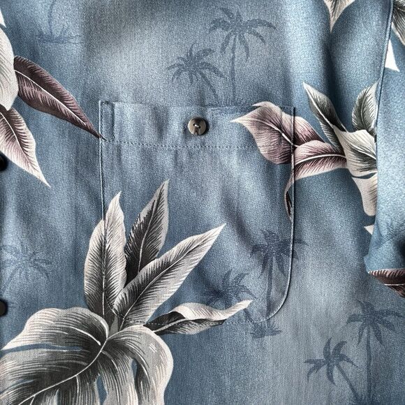 Burma Bibas 100% Silk Hawaiian Aloha Shirt Men’s Sz Lg Tropical Floral Palm Shir - Picture 6 of 14